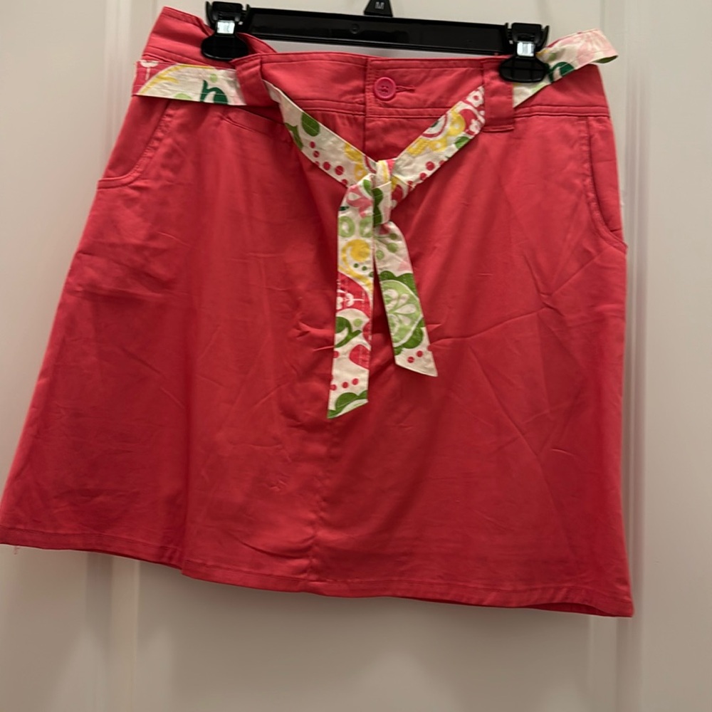 skort size 8 skirt and shorts combo pink floral pattern belt extra button NWT